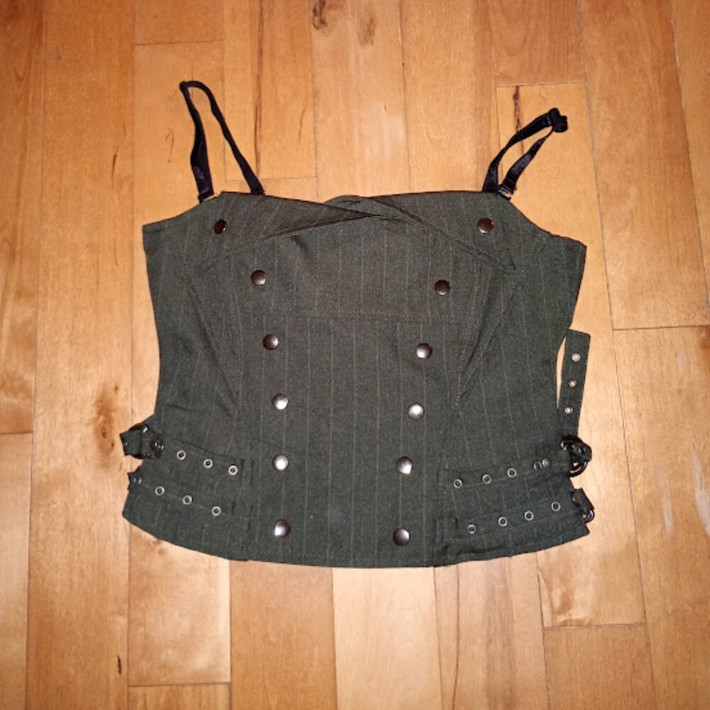 Lip Service stripped grey army bustier